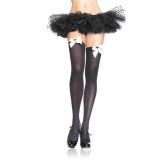 Leg Avenue Nylon Thigh Highs With Bow - чулки с бантиком (белый с голубым)