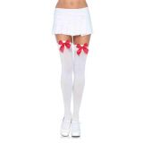 Leg Avenue Nylon Thigh Highs With Bow - чулки с бантиком (белый с голубым)