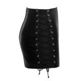 2001080 Zado Leather Skirt Black