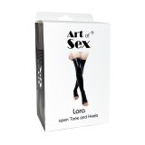 Чулки Art of Sex - Lora с открытыми пальцами и пяткой, размер M, с эффектом мокрого бархата