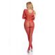 Бодістокінг - Pink Lipstick Lingerie Risque Crotchless Bodystocking Red, S/M