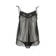 Сорочка прозрачная беби-долл Passion MELANIA CHEMISE XXL/XXXL, black, трусики, на тонких бретелях