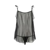 Сорочка прозрачная беби-долл Passion MELANIA CHEMISE XXL/XXXL, black, трусики, на тонких бретелях