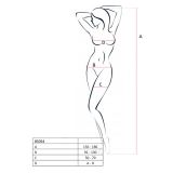 Бодистокинг Passion BS054 white, комбинезон, имитация чулок, открытый животик