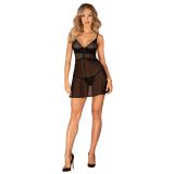 Эротический комплект Obsessive Chemeris babydoll & thong M/L, пеньюар и стринги