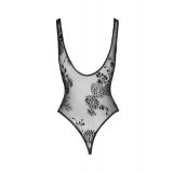 Боди Noir Handmade F242 Tulle body with patterned flock embroidery, M