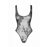 Боди Noir Handmade F242 Tulle body with patterned flock embroidery, M