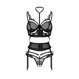 Комплект Obsessive Premisis Black 3-pcs crotchless set 2XL/3X Комплект Obsessive Premisis Black 3-pcs crotchless set 2XL/3X