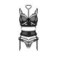 Комплект Obsessive Premisis Black 3-pcs crotchless set 2XL/3X Комплект Obsessive Premisis Black 3-pcs crotchless set 2XL/3X
