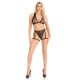 Комплект Leg Avenue Lace Bra Top and Panty with Garters One Size Black