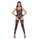 Боди Noir Handmade F242 Tulle body with patterned flock embroidery, L