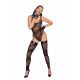 Боди Noir Handmade F242 Tulle body with patterned flock embroidery, L