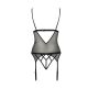 Корсет с открытой грудью Passion DIABOLINA CORSET S/M, black, пажи, трусики, полупрозрачный