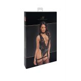 Боди Noir Handmade F297 Libido, XXL, черное, кружево, низ под латекс, открытый доступ, гартеры