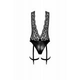 Боди Noir Handmade F297 Libido, XXL, черное, кружево, низ под латекс, открытый доступ, гартеры