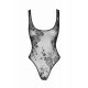 Боди Noir Handmade F242 Tulle body with patterned flock embroidery, L