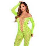 Бодістокінг Leg Avenue Crotchless Footless Lingerie Bodystocking One Size Neon Green