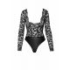 Боди Noir Handmade F296 Psyche, M, кружево, длинный рукав, низ под латекс, с доступом