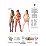 Бодистокинг Passion BS049 white, комбинезон, имитация топа, чулок и пояса