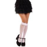 Носочки ажурные с рюшами Leg Avenue Sweetheart Ruffle Cuff Knee Highs White, высокие