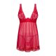 Прозрачная сорочка бэби-долл Obsessive Lacelove babydoll & thong XL/2XL Red, кружево, стринги