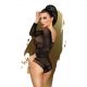 Боди Penthouse High On Love XL Black, глубокий вырез на спине, имитация стреп