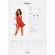 Прозрачная сорочка бэби-долл Obsessive Lacelove babydoll & thong XL/2XL Red, кружево, стринги