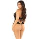 Боди Leg Avenue Lace Floral Lace Halter Teddy with Flutter Accent One Size, Black