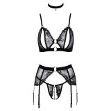 2215357 Abierta Fina Bra Suspender Set Black