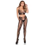 Комплект Leg Avenue Net & Lace Crop Top and Tights One Size Black