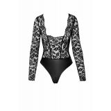 Боди Noir Handmade F296 Psyche, L, кружево, длинный рукав, низ под латекс, с доступом