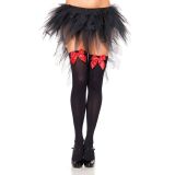 Leg Avenue Nylon Thigh Highs With Bow - чулки с бантиком (черный с красным)