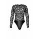 Боди Noir Handmade F296 Psyche, XL, кружево, длинный рукав, низ под латекс, с доступом