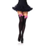 Leg Avenue Nylon Thigh Highs With Bow - чулки с бантиком (черный с красным)