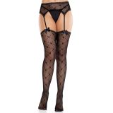 Колготки-чулки Leg Avenue Heart Garterbelt Stockings One Size Black