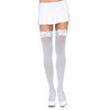 Leg Avenue Nylon Thigh Highs With Bow - чулки с бантиком (черный с красным)