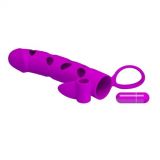 Насадка на член - Pretty Love Vibrating Penis Sleeve With Ball Strap 6" Purple Насадка на член - Pretty Love Vibrating Penis Sleeve With Ball Strap 6" Purple
