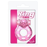 Эрекционное кольцо - Vibration And Condom Ring Bear Pink