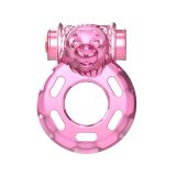 Эрекционное кольцо - Vibration And Condom Ring Bear Pink