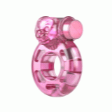 Эрекционное кольцо - Vibration And Condom Ring Bear Pink