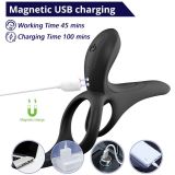 Вібраційне кільце - Erospace Men’s Play Vibrating Cock Ring With Clitoral & Taint Stimulation B11