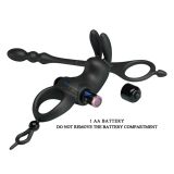 Ерекційне кільце з анальною пробкою - Pretty Love Vibration Penis Sleeve V Black