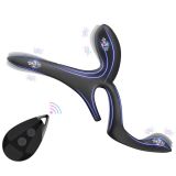 Вібраційне кільце - Erospace Men’s Play Vibrating Cock Ring With Clitoral & Taint Stimulation B11