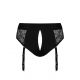 Кружевные трусы для страпона с подвязками для чулок Strap-On-Me DIVA HARNESS - XS