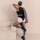 Трусики-бразиліана з фіксацією дилдо Strap-On-Me Harness Lingerie Idole – M – Black, високі