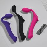 Безремінний страпон з вібрацією Strap-On-Me Vibrating Fuchsia L, діаметр 3,7см, пульт ДК, регульований