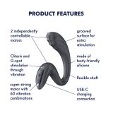 Вагінально-кліторальний вібратор Satisfyer G for Goddess 3 Dark Grey, 2 мотори