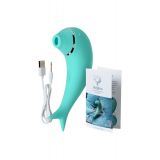 Вакуум-волновой стимулятор клітора і вібратор Dolphin, силікон, бірюзовий, 17,5 см