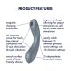 Вакуумный стимулятор с вибрацией Satisfyer Curvy Trinity 1 Bluegrey, игрушка 3в1