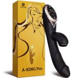 Вакуумний вібратор-кролик з підігрівом KisToy A-King Pro Black, з LED-екраном